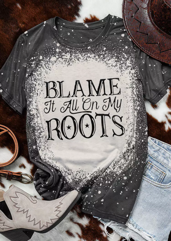 T-shirt donna Western Leopard Cowboy Tshirt Boots injection It All On My Roots t-shirt Country Music Lover Tee Casual Basic Tops