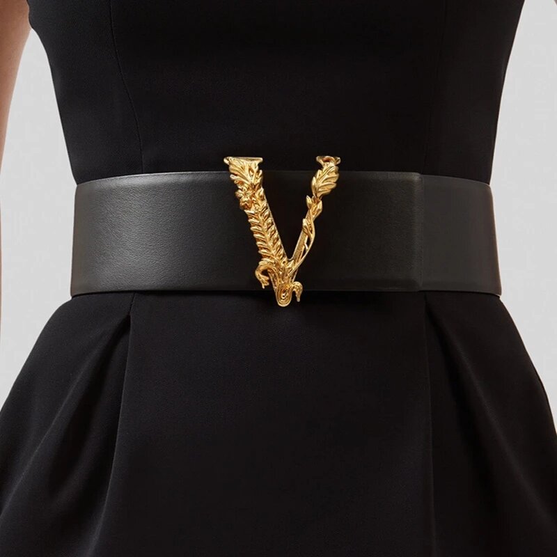 Cinturón Reversible de cuero para mujer, faja de 7cm de ancho, marca de lujo, diseñador famoso, excelente, resistente al desgaste