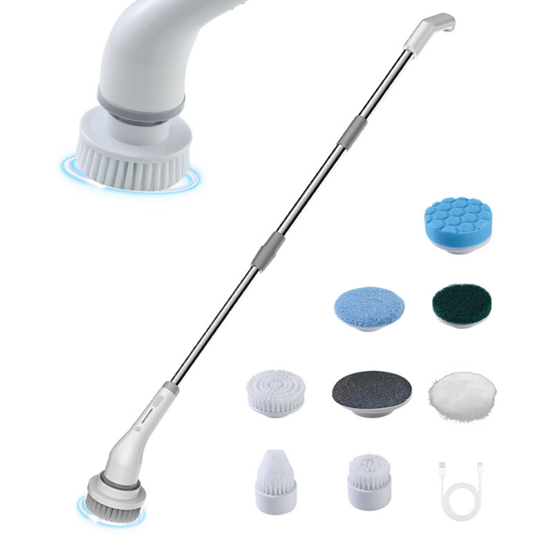 Cepillo de limpieza eléctrico inalámbrico 8 en 1, herramienta de limpieza profesional para el hogar, lavaplatos, bañera, fregadero de cocina, azulejo