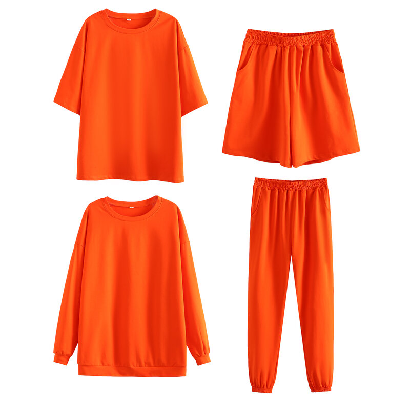 Tangada 2021 Pakaian Kaus Katun 95% Terry Wanita Musim Gugur Set Ukuran Besar Pakaian Kaus Hoodie Leher O 6L30