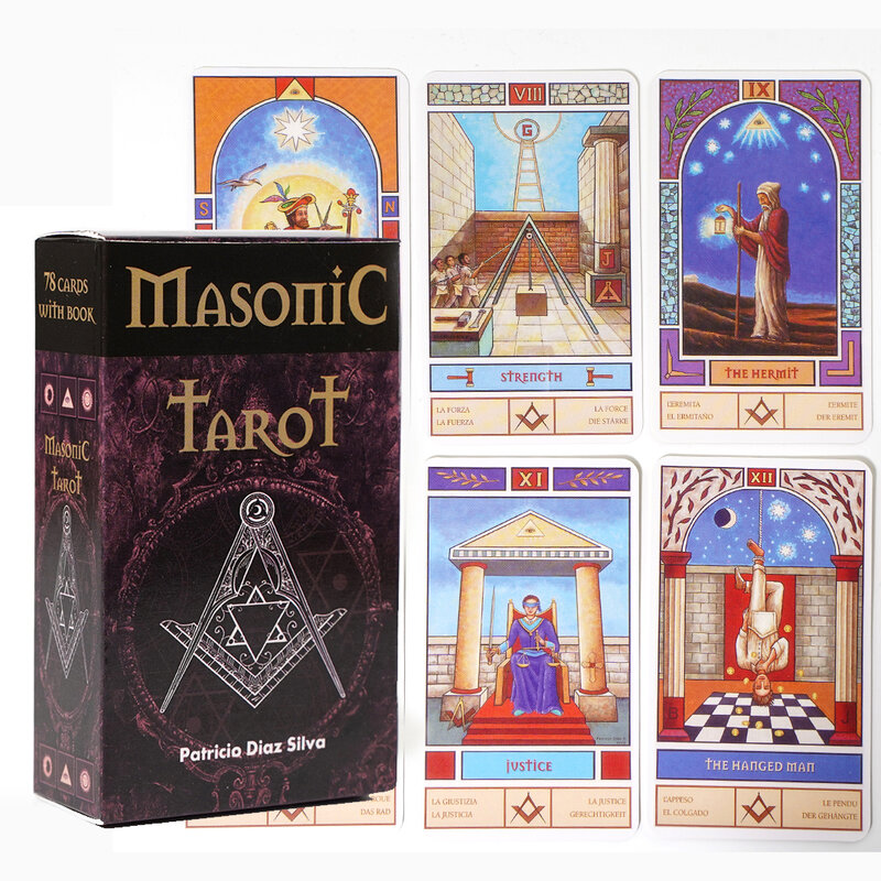 2022 masońskie karty tarota Patricio Diaz Silva ezoteryczne fortuny opowiadające czytanie tarota z instrukcjami masońska symbolika