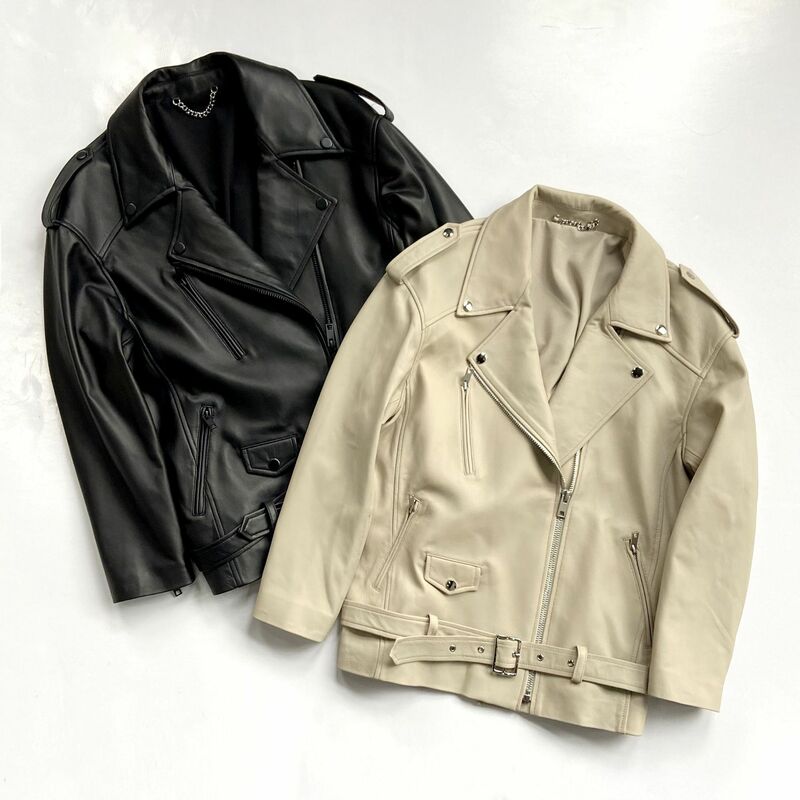 男性と女性のための本革のジャケット,カジュアルなオートバイのジャケット,新しい2022