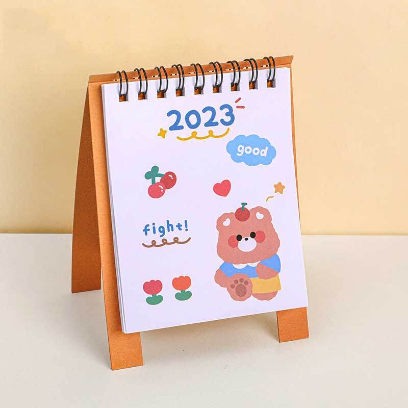 Mini Calendario de escritorio creativo Kawaii 2023, decoración de papelería de dibujos animados, suministros escolares, bonitos calendarios de escritorio, libro de planificación