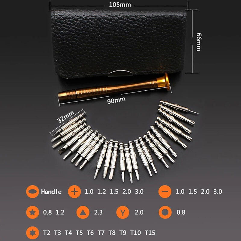 25 in 1 Mini cacciavite di precisione Set magnetico cacciavite Torx elettronico Kit di strumenti di riparazione apertura per iPhone Camera Watch PC