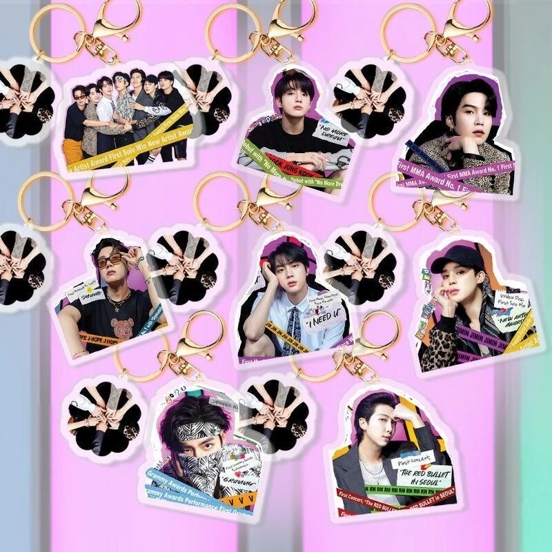 Novo álbum kpop bangtan meninos 9th aniversário retrato da família acrílico chaveiro pingente mochila acessórios decorativos fã presentes