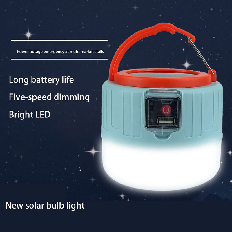Solar Rechargeable Light Outdoor Camping Lighting Lantern Fishing Emergency Lamp Waterproof Portable Solar Panel Camping Light