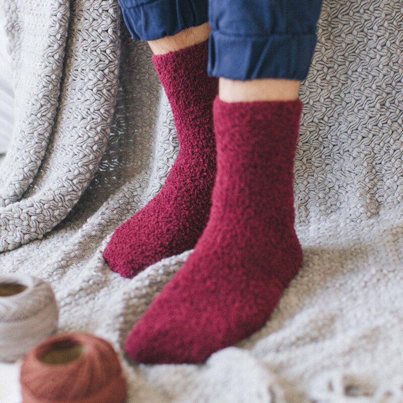Calcetines gruesos de lana de Coral para hombre, medias térmicas de alta calidad para mantener el calor, de algodón, regalo de Navidad, talla 38-45
