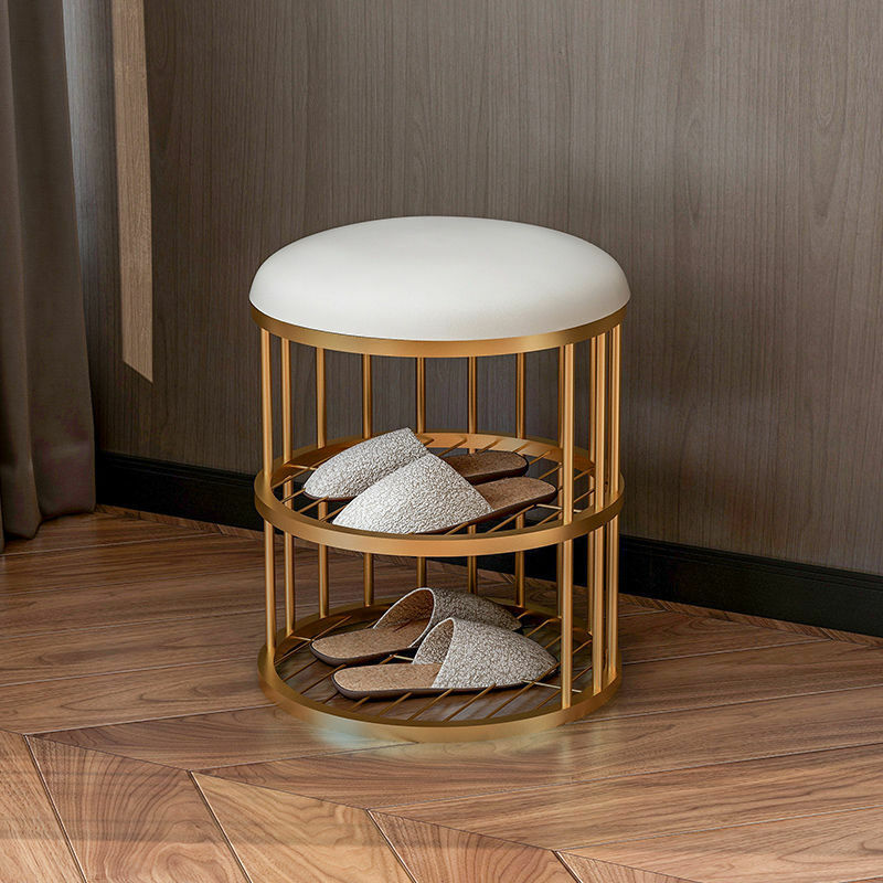 Ottoman Light Luxury Change Shoes stołek krzesło Sofa okrągły stołek z metalowy stojak na buty Organizer na obuwie półka na buty meble do domu
