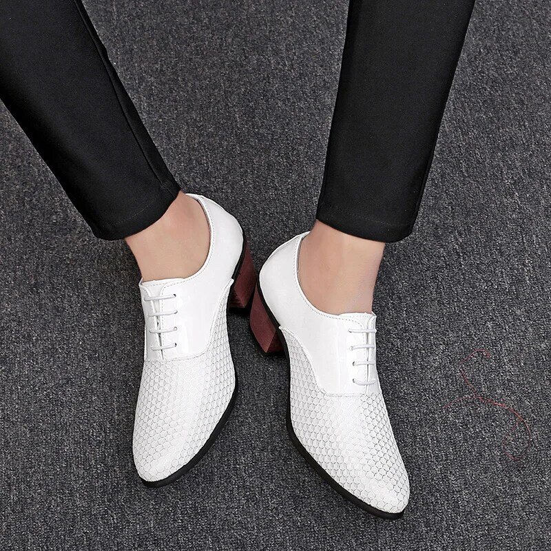 Increase 6cm wedding shoes formal shoes water proof business 6cm taller men's meeting shoes lace up shoes 38-44 Genuine Leather