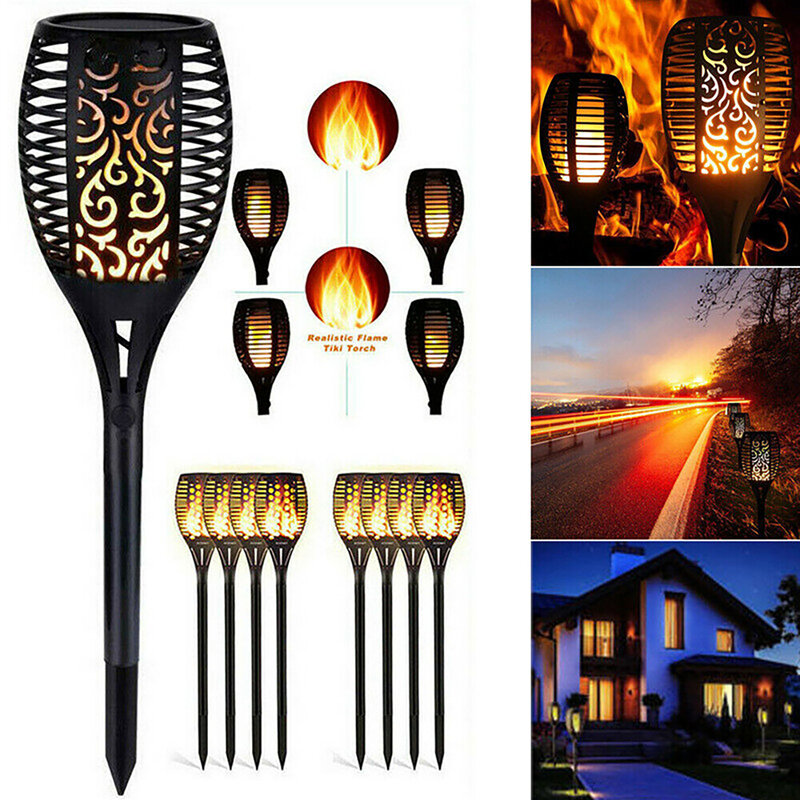 8pcs Outdoor Solar Torch Lights 96LEDs Waterproof Auto On/off Lights with Flickering Flame solar solar solar