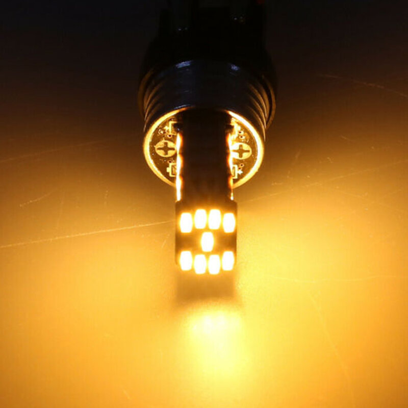 Lampu sein Led T20 7440, 2 buah lampu rem LED W21W 12V bohlam Amber Led 45SMD Wy21w 7440 lampu mundur