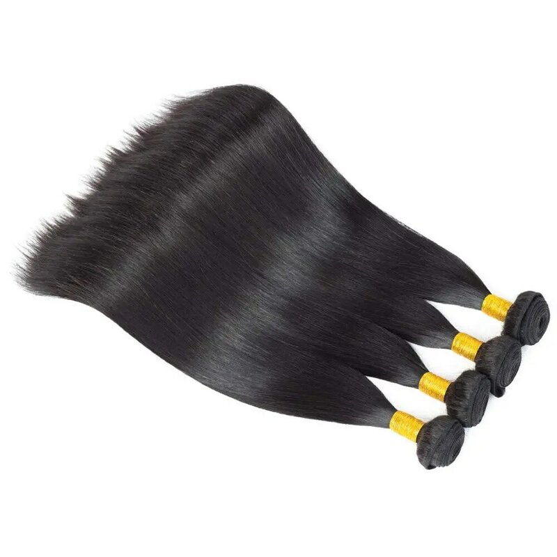 Mechones rizados rectos 10A 100% mechones de cabello humano Natural tejido sin procesar cabello virgen brasileño Yaki extensiones de cabello liso