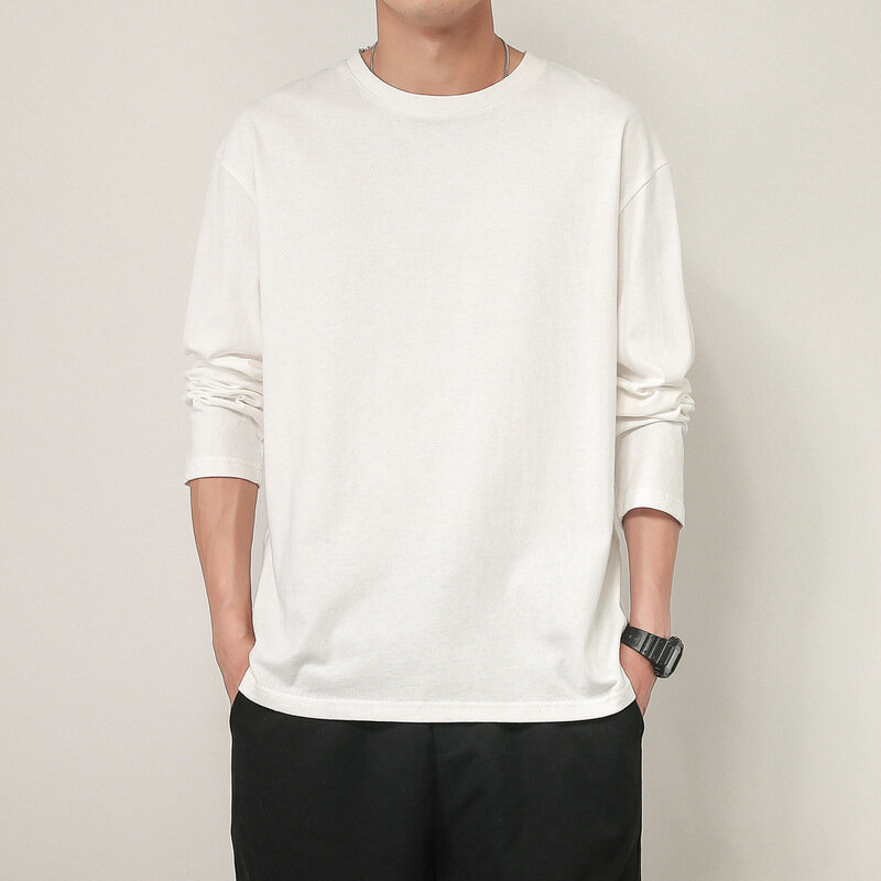 남성용 코튼 긴팔 o넥 티셔츠, 캐주얼 블랙 그레이 남성 코트 2023 봄 여름 신상품