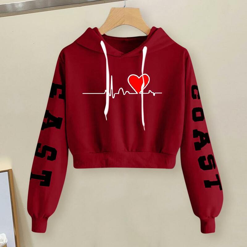 Women Hoodie  Breathable   Hooded Sweatshirt Letter Heart Printing Autumn Pullover Women Clothing