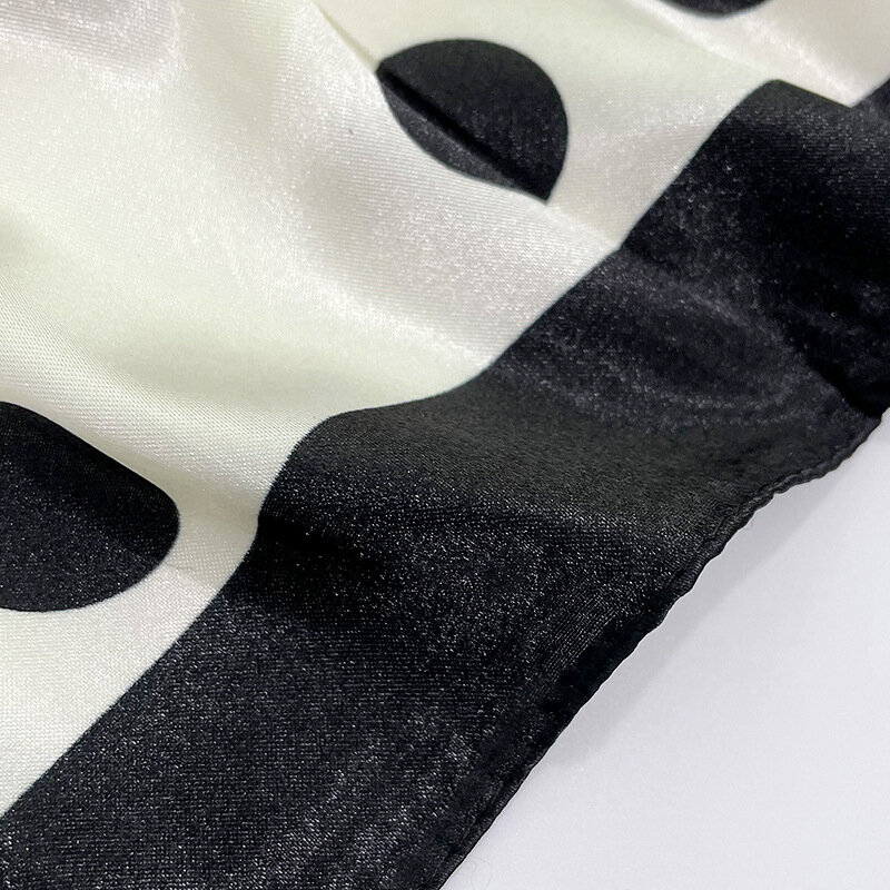 Женский модный квадратный шарф бандана винтажная шаль в горошек хиджаб имитация шелка атласный платок палантин 90*90 см