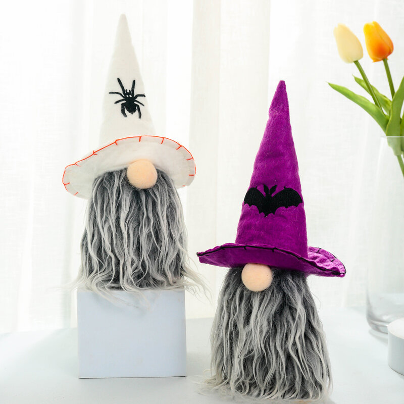 Halloween Decorations Black Spider Bat with Stripes Gnome Rudolph Faceless Dwarf Dolls for Kids Festival Party Home Decor Supply