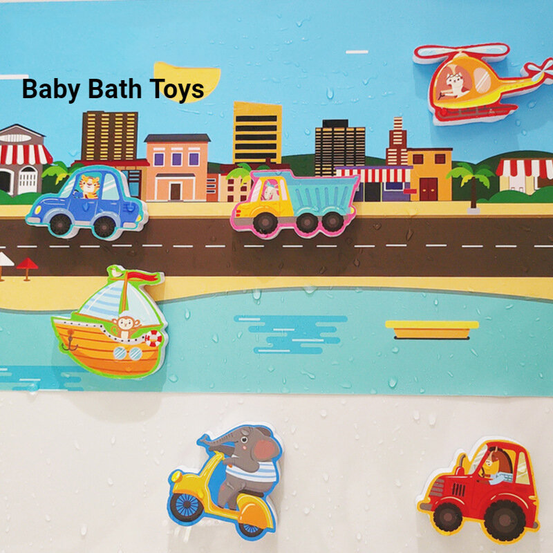 아기 욕실 장난감, 부드러운 EVA 접착제, 조기 교육 DIY 퍼즐 장난감, 동물 스티커 목욕, 아기 물 장난감, 0, 12 개월, 1 년