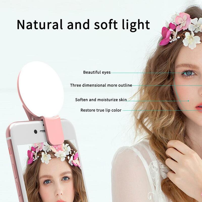 Mini luces de Selfie para teléfono móvil, lente portátil, anillo de luz con Clip, lámpara Led para Selfie