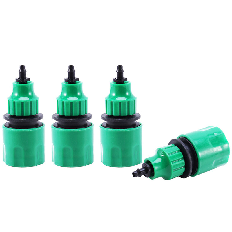 4X Garden Hose Pipe One Way Adapter Tap Connector Fitting For Irrigation & 1Pc 4 / 7Mm Sprinkler System Laying Tube