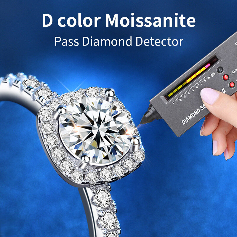 Luxury 100% Moissanite 1 Carat Diamond Sterling Silver 925 Rings Jewelry For Women Girls Brilliant Engagement Promise Gift box