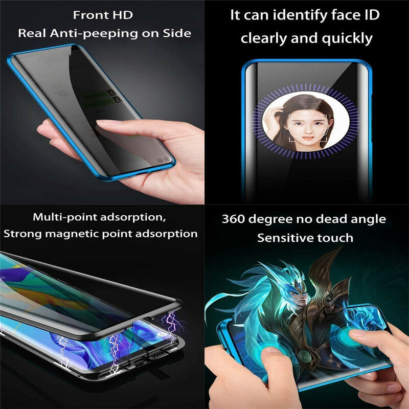 360 Anti Peeping Privacy Magnetic Case for Samsung S21Ultra S20FE Note 20 10 9 8 S10 S9 S8 Plus A71 A51 Double Sided Glass Case