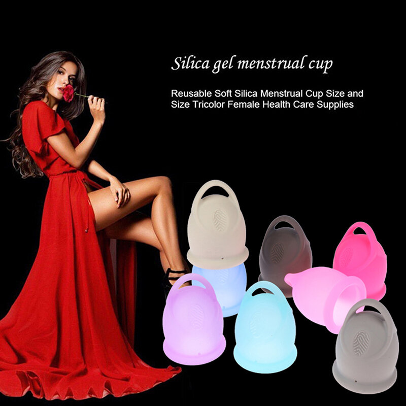 Portable Menstrual Cup Medical Silicone Tab Leak-proof Women Menstrual Period Cup Feminine Hygiene Product