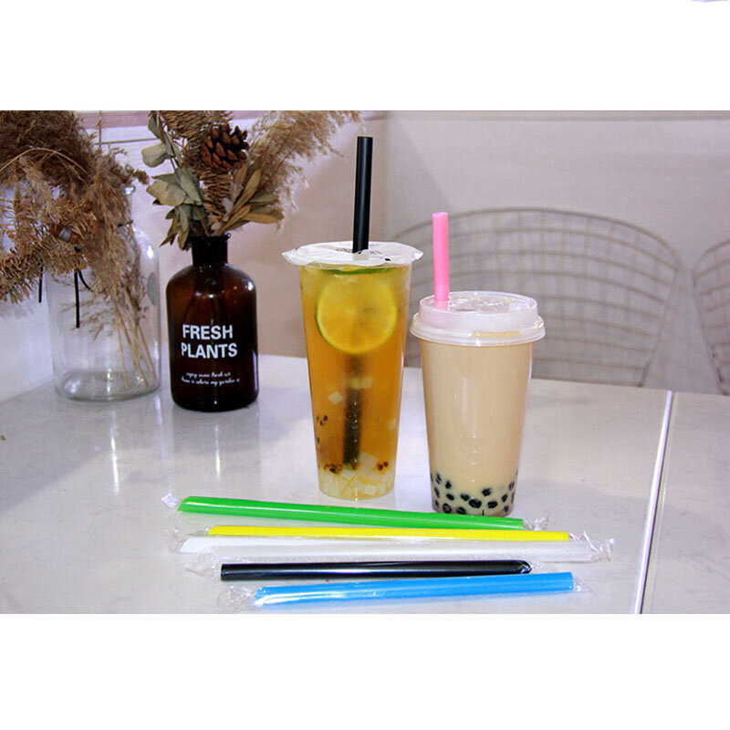 100pcs Colorful Large Drinking Straws Disposable Straws For Milk Tea Boba Milkshake Smoothie Slushie Juice Shop Bar Accessories