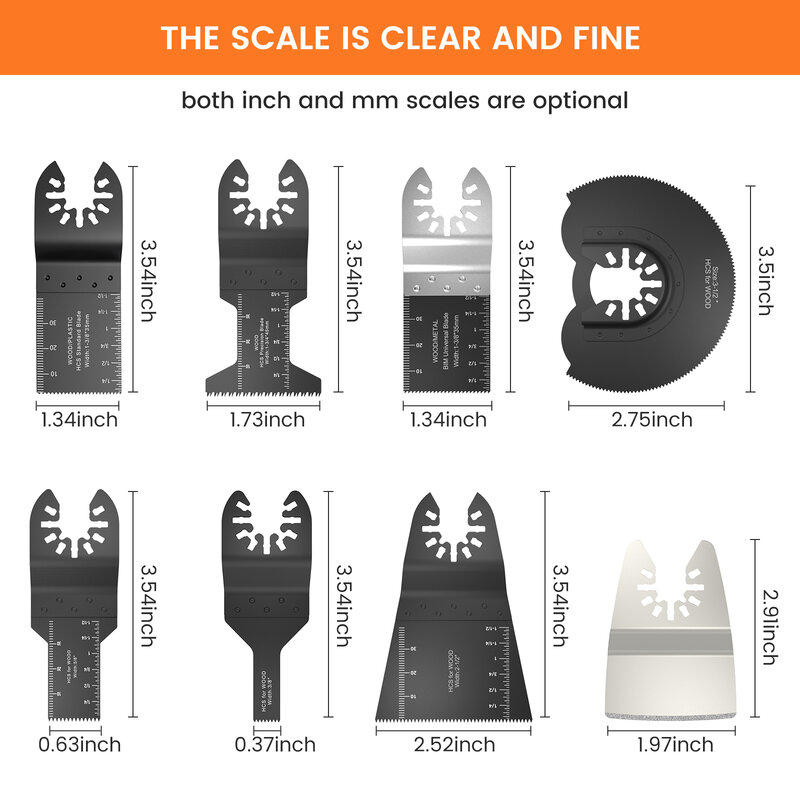 33Pcs Multitool Blades HCS Saw Blades Quick Release Oscillating Blades Fast Cutting Saw Blades For Wood Plastic Metal Cutting