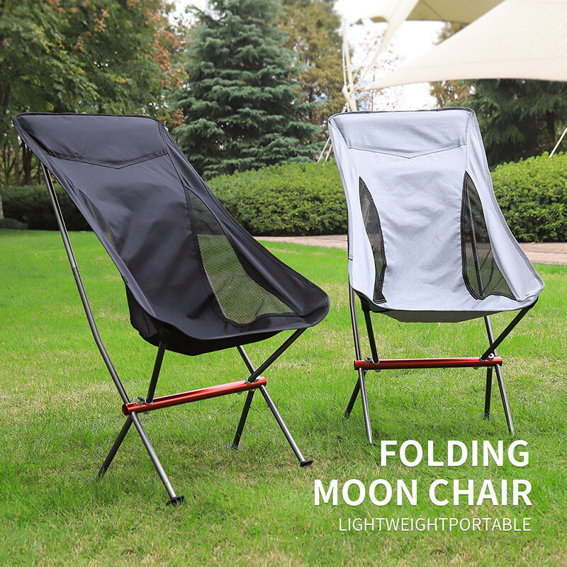 D2 Folding Camping Beach Chair Fishing Outdoor Portable Moon Chairs Collapsible Foot Stool For Hiking Picnic Chairs Seat Tools