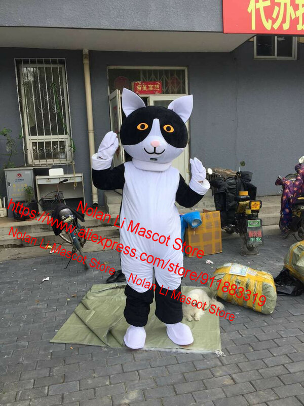 Casco EVA de alta calidad para adulto, traje de Mascota de gato blanco y negro, traje de dibujos animados, juego de rol para fiesta de cumpleaños, regalos de vacaciones 076