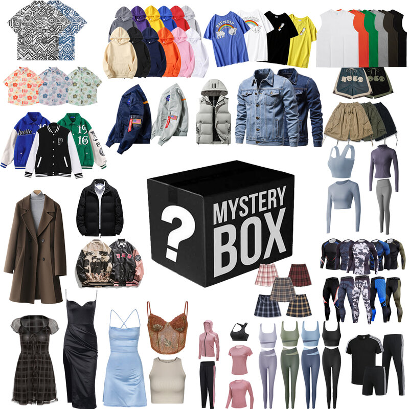 Blind Box 100% Surprise Unisex Men Women Lucky Box Clothes Gifts Surprise Box Mystery Brand Random Causal Sport Tshirt Hoodie