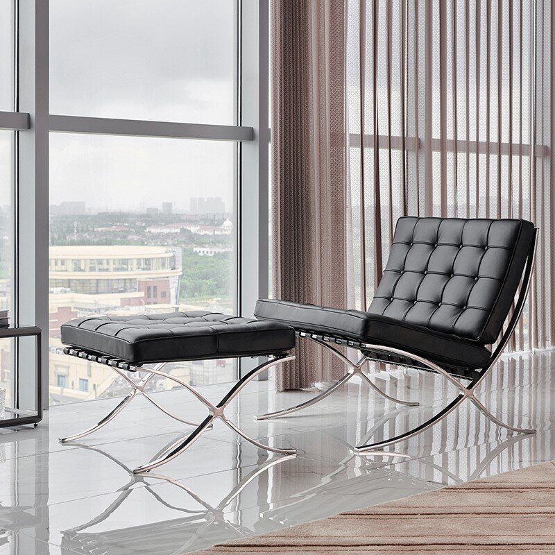 Диван MOMO на одного человека, дизайнерский винтажный кожаный современный простой диван в стиле Барселоны, для гостиной, Одноместный Повседневный диван-стул