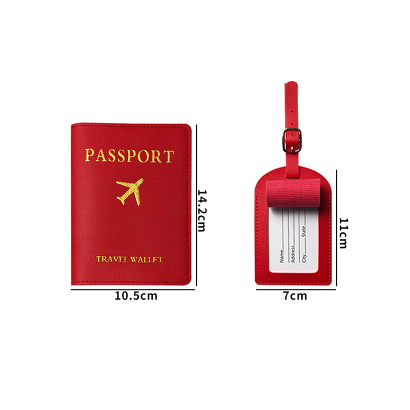 Porte-monnaie en cuir PU pour Couples, 2 pièces, étiquette de bagage, étui de passeport, organisateur de voyage, cadeau de mariage, lune de miel