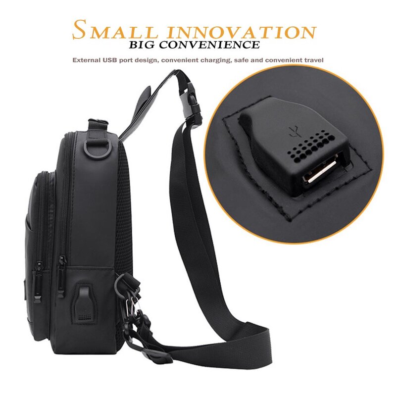 Zaino da uomo Oxford Chest Bag borse a tracolla impermeabili antifurto di alta qualità Casual Travel USB Charging Chest Pack