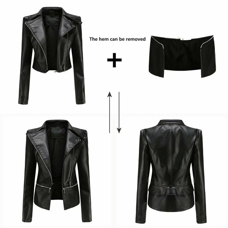 Gothic Soft Leather Women Autumn Jacket Black Moto Jacket Zippers Long Sleeve Female PU Faux Bblack Leather Jacket Plus Size 4xl