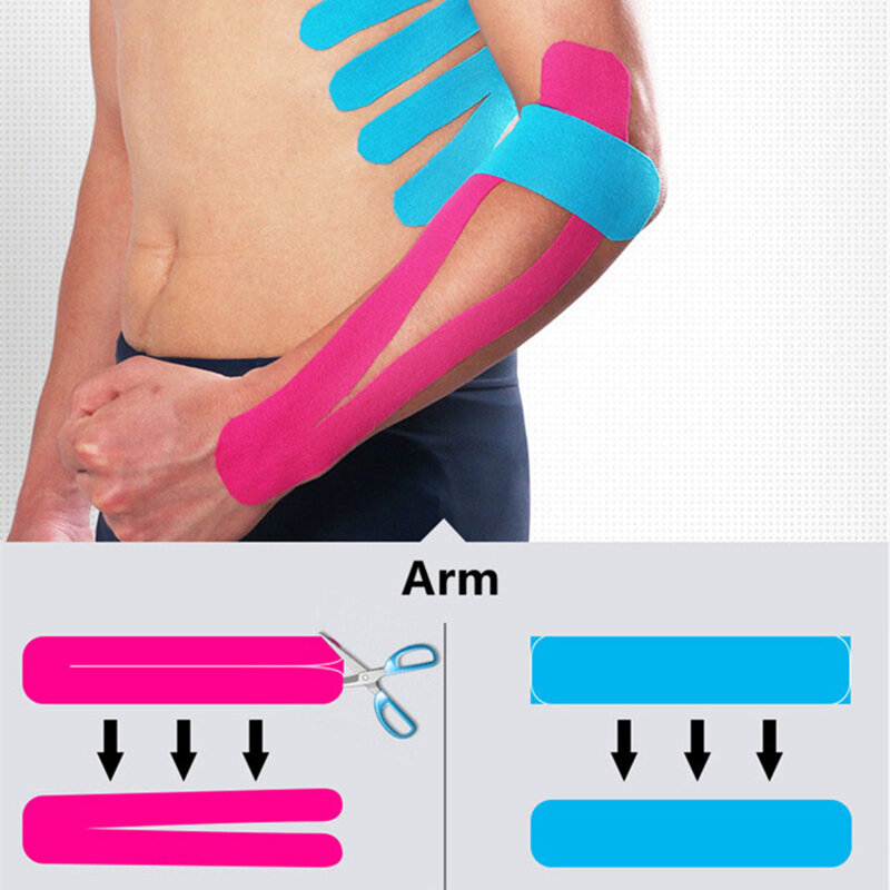 Bande de kinésiologie élastique en coton, bande adhésive imperméable pour soutien musculaire, bandes de sport, Fitness, genouillère