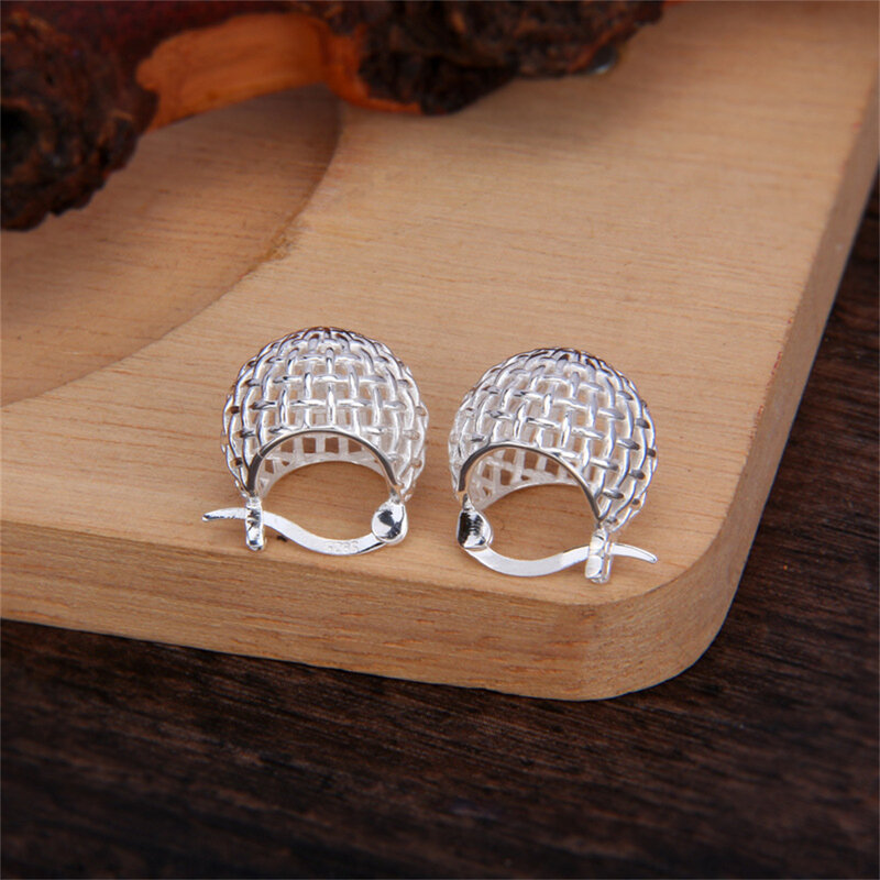 MeiBaPJ Real S925 Sterling Silver Woven Ball Earrings Retro National Style Fine Party Weddings Jewelry Free Shipping FY