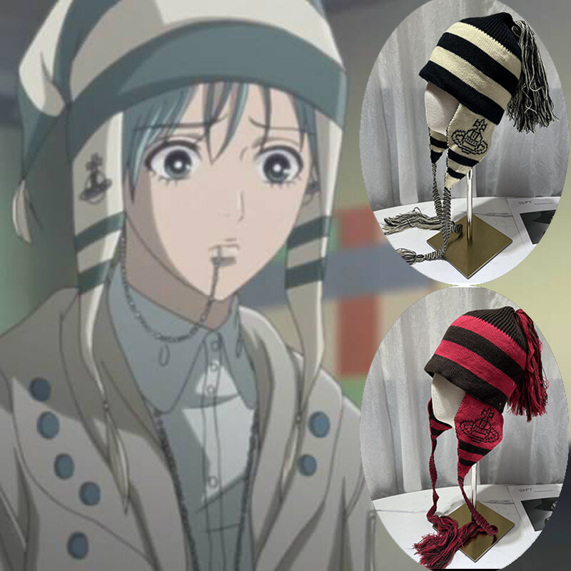 Anime cosplay vestuário beanies okazaki shinichi nana chapéus menina feminina borla proteção de orelha chapéu inverno outono casual gorro