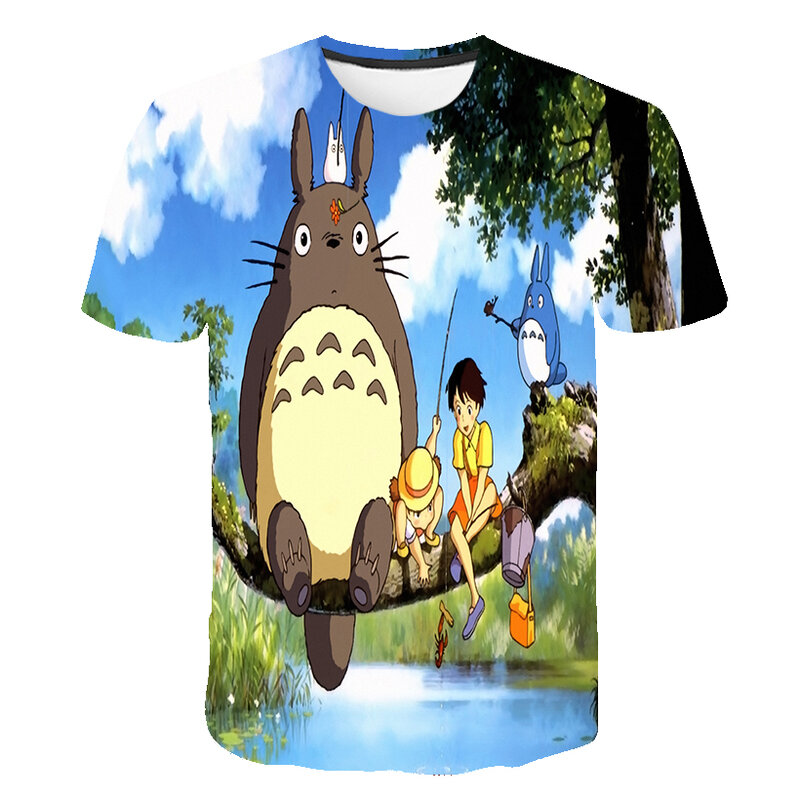 2022 Laris Kaus Desain Anime Totoro Anak Laki-laki/Perempuan Atasan Lengan Pendek Kawaii Kasual Bagus Kaus Lucu Anak-anak