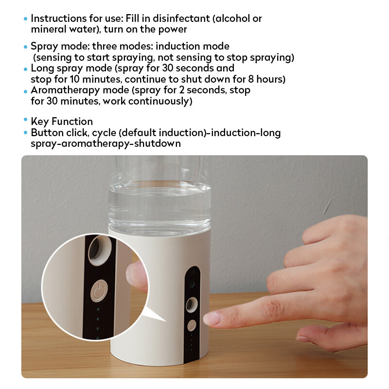 Humidificador de aire de inducción infrarroja, pulverizador automático de desinfección de Alcohol, difusor de aire colgante para baño y hogar inteligente, 320ML