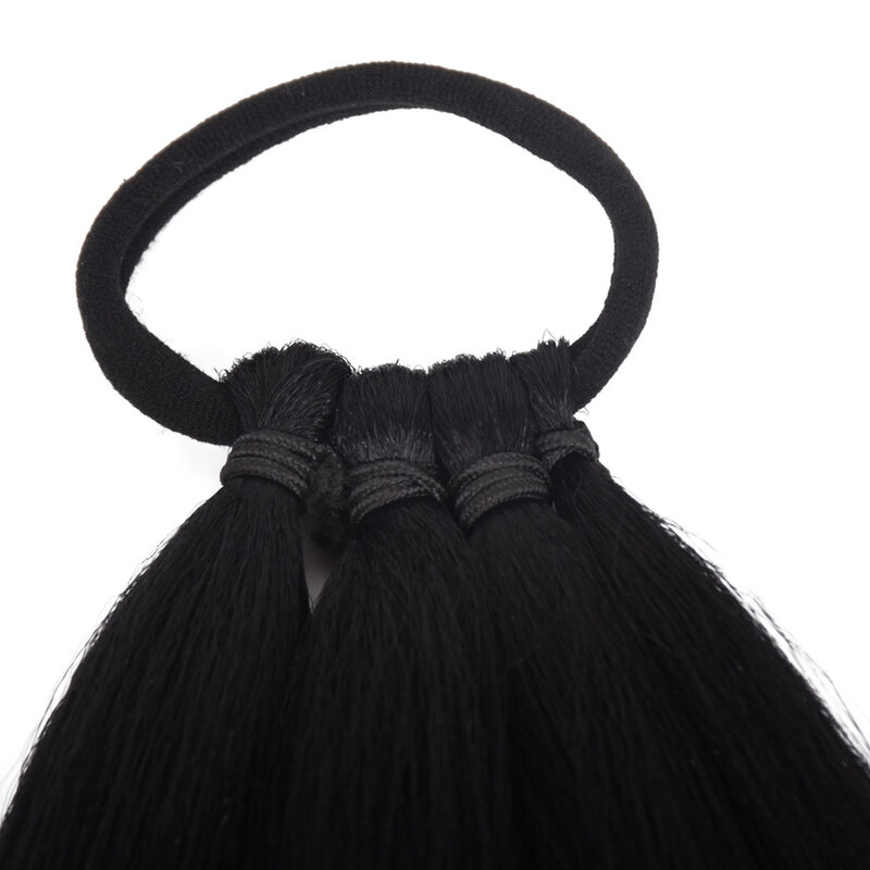 40-дюймовый синтетический длинный Плетеный удлинитель волос для конского хвоста, натуральные черные и коричневые волосы, хвост пони с завяз...