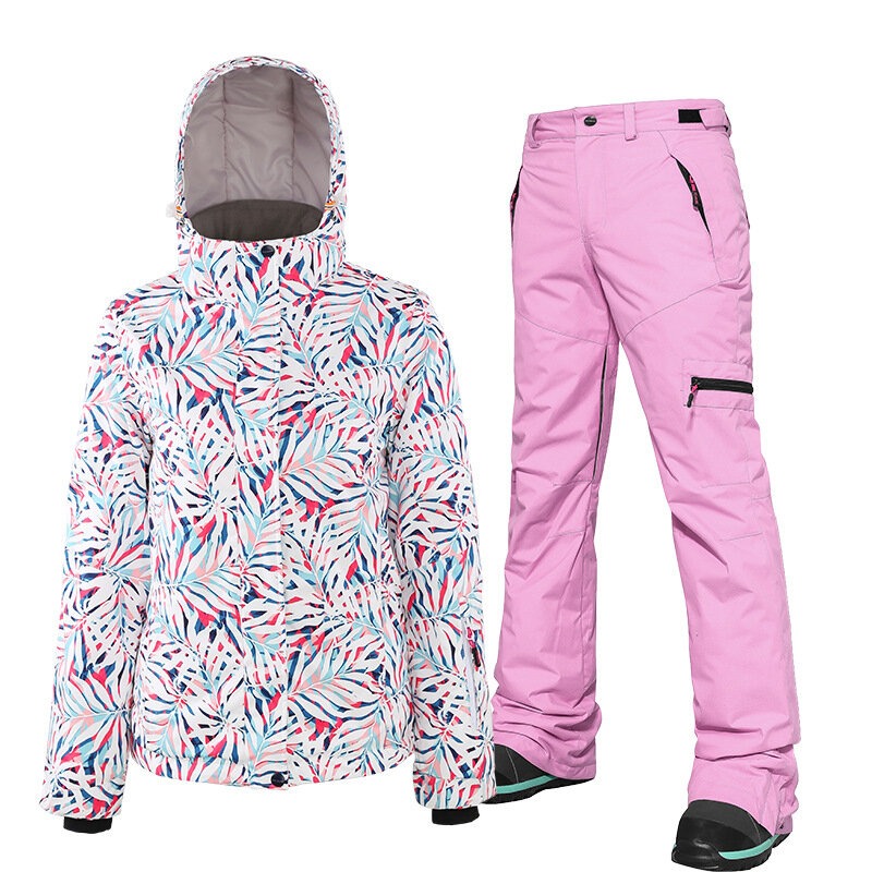 SEARIPE setelan Ski wanita jaket tahan air penahan angin termal Set celana mantel Snowboard pakaian hangat musim dingin