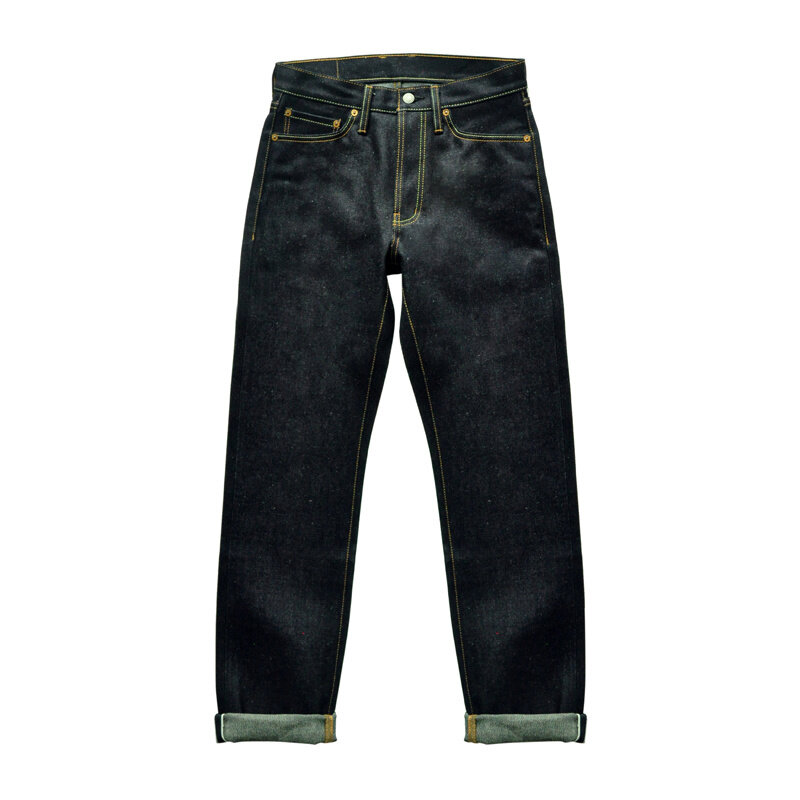 • Jeans da uomo in cotone e Jeans in Denim di lino per uomo Jeans in Denim Selvadge uomo 66 modello Fit Button Fly 16.5 Oz