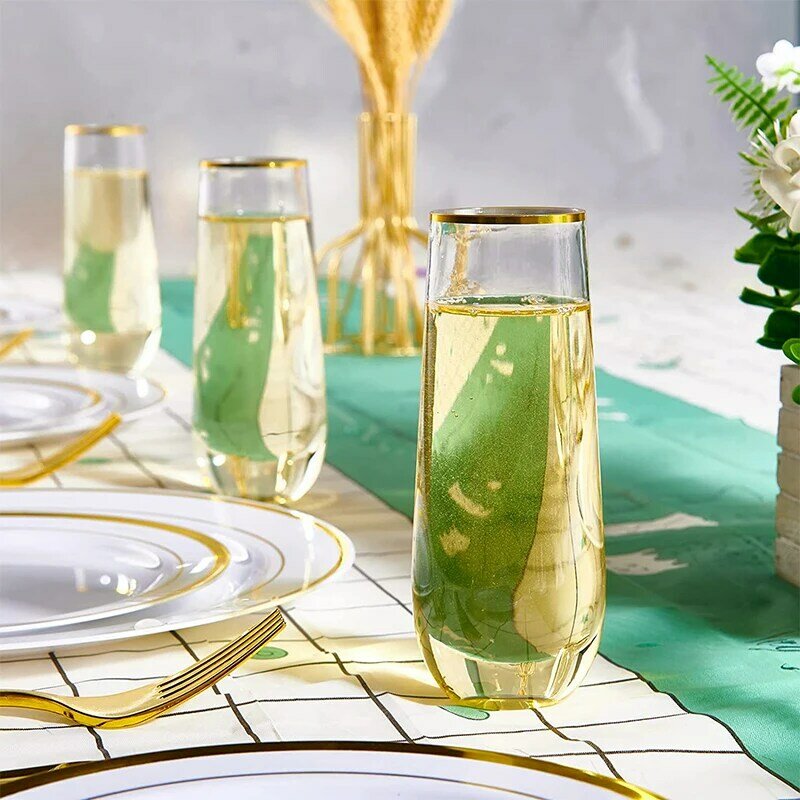 24 flute da Champagne in plastica senza stelo bicchiere da vino rosso usa e getta 9Oz bicchieri da tostatura infrangibili trasparenti forniture per feste di matrimonio