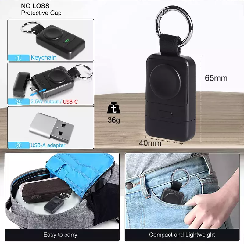 Tragbare Drahtlose Ladegerät Für Apple Uhr 7 Keychain USB C 1400Mah Power Bank Ladegerät Für Apple Uhr 6 5 4 Iwatch