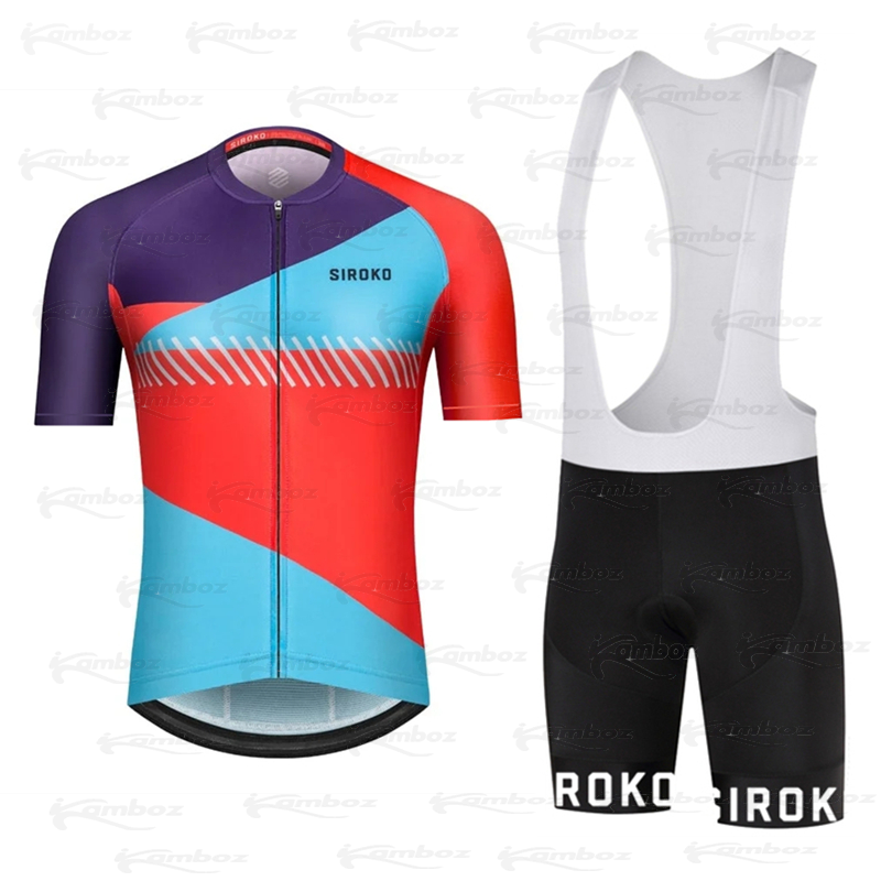 2022 Mới SIROKO Đội Đi Xe Đạp Jersey Bộ Mùa Hè Xe Đạp Nữ Tay Ngắn Nam Xe Đạp Quần Áo Mặc Váy Yếm Áo Thoáng Khí 20D Miếng Lót ciclismo