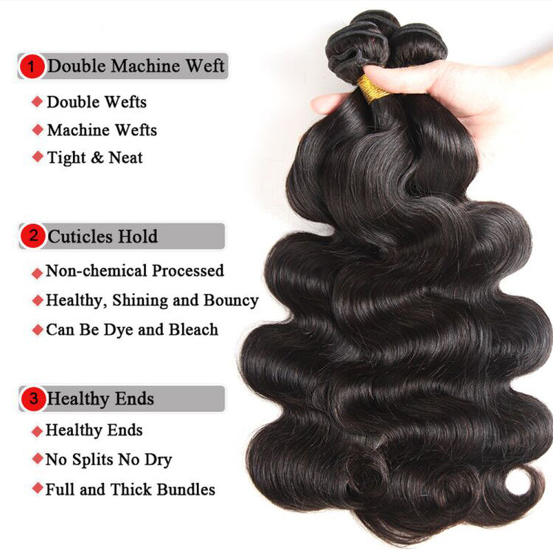 30 Inch Body Wave Bundles With Closure Remy Human Hair Bundles with Closure Indian Human Hair 3 or 4 Bundles Hair Extensions