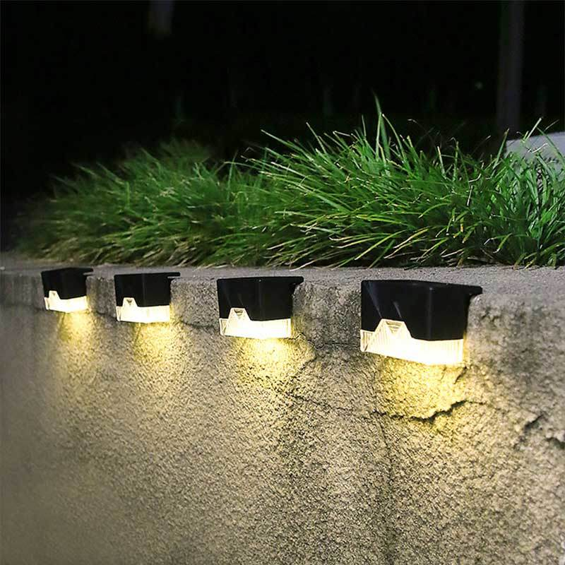 1/2/4PCS LED 야외 태양 정원 조명 가이드 램프 태양 단계 조명 울타리 램프 계단 산책로 파티오 야드 장식