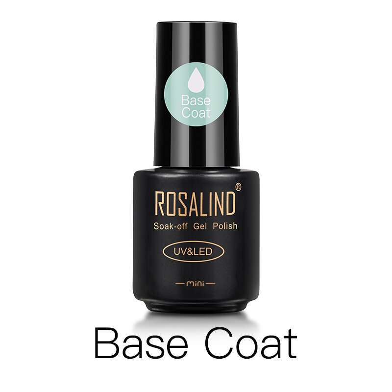 ROSALIND Base Coat Hitam Glass Botol Gel Polish UV Lamp Gel Rendaman 7Ml Nail Art Manicure Gel Lak Varnish Primer Tahan Lama