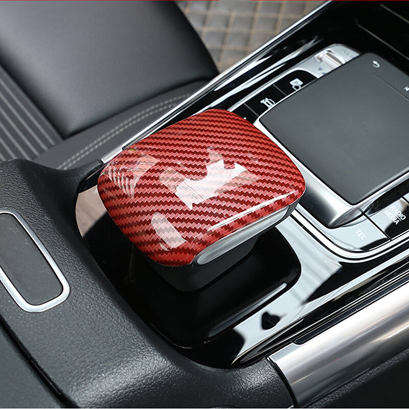 Pegatina de cubierta de marco de manija de cambio de marchas de Color de fibra de carbono para Mercedes Benz B GLB clase W247 X247 2020, calcomanía de cabeza de perilla de cambio de marchas